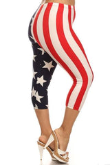 Niobe Clothing Patriotic Design Plus Size Capri Leggings - leggings