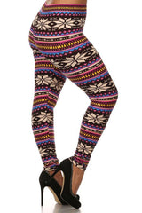 Niobe Clothing Multicolor Snowflakes Design Plus Size Leggings - leggings