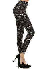 Niobe Clothing Grey Snowflakes Design Leggings - leggings