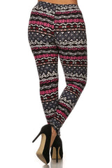 Niobe Clothing Pink Multi Plus Size Leggings - leggings