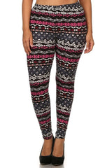 Niobe Clothing Pink Multi Plus Size Leggings - leggings