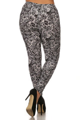 Niobe Clothing Black/White Paisley Design Plus Size Leggings - leggings