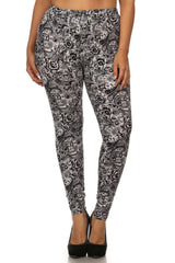 Niobe Clothing Black/White Paisley Design Plus Size Leggings - leggings