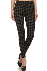 Black Grey Geo Houndstooth Leggings leggings- Niobe Clothing
