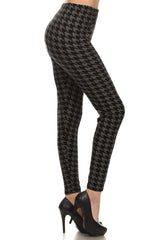 Black Grey Geo Houndstooth Leggings leggings- Niobe Clothing