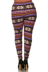 Niobe Clothing Multicolor Snowflakes Design Plus Size Leggings - leggings