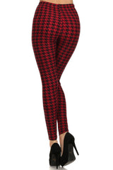 Black Burgundy Geo Design Leggings leggings- Niobe Clothing