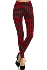Black Burgundy Geo Design Leggings leggings- Niobe Clothing