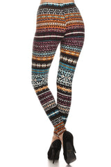 Multi Static Snowflake Design Leggings leggings- Niobe Clothing