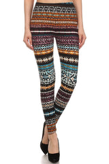 Multi Static Snowflake Design Leggings leggings- Niobe Clothing