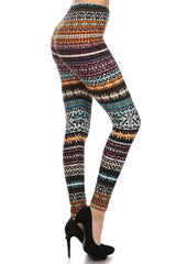 Multi Static Snowflake Design Leggings leggings- Niobe Clothing