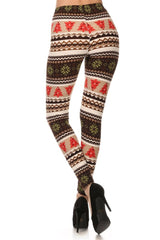 Chestnut Christmas Design Leggings leggings- Niobe Clothing