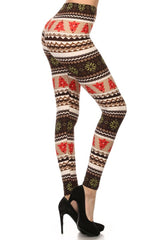 Chestnut Christmas Design Leggings leggings- Niobe Clothing