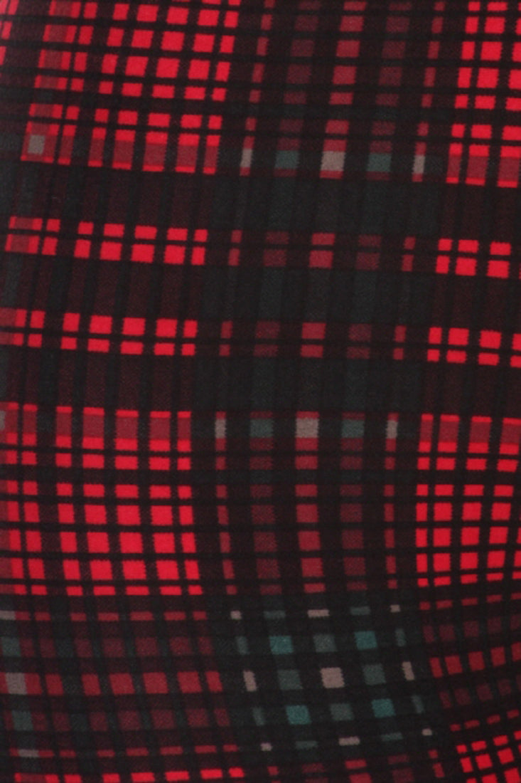 Niobe Clothing Black Red Multi Plaid Design Leggings - Leggings p_leggings