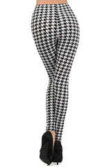 Niobe Clothing Black/White Houndstooth Design Leggings - leggings