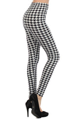 Niobe Clothing Black/White Houndstooth Design Leggings - leggings