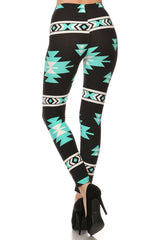Niobe Clothing Mint Tribal Graphic Print Lined Leggings - leggings