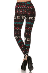 Black Multi Pixel Snowflake Design Leggings leggings- Niobe Clothing