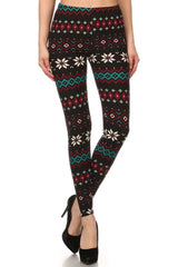 Black Multi Pixel Snowflake Design Leggings leggings- Niobe Clothing