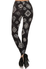 Niobe Clothing Black Aztec Graphic Print Lined Leggings - leggings