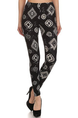 Niobe Clothing Black Aztec Graphic Print Lined Leggings - leggings
