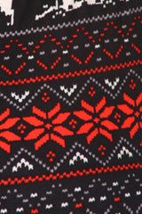Black Red Reindeer Snowflake Design Leggings leggings- Niobe Clothing