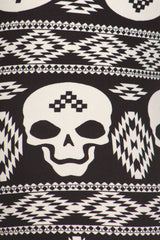 Black White Skull Design Plus Size Leggings leggings- Niobe Clothing