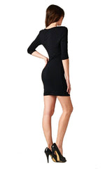 Niobe Clothing Women's Black and White Bodycon Color Block Short Mini Dress - dress