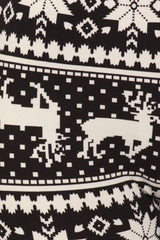 Niobe Clothing Black White Reindeers Graphic Print Lined Leggings - leggings