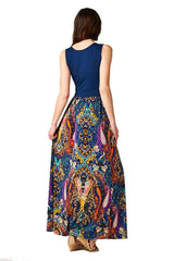 Sleeveless Paisley Bohemian Floral Print Long Maxi Dress dress- Niobe Clothing