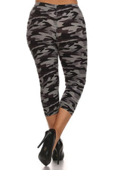 Niobe Clothing Camo Design Plus Size Capri Leggings - leggings