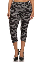 Niobe Clothing Camo Design Plus Size Capri Leggings - leggings