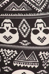 Niobe Clothing Black White Skull Design Plus Size Capri Leggings - leggings