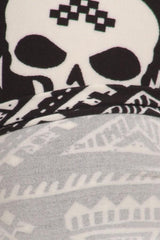 Niobe Clothing Black White Skull Design Plus Size Capri Leggings - leggings