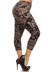 Niobe Clothing Baroque Me Design Plus Size Capri Leggings - leggings