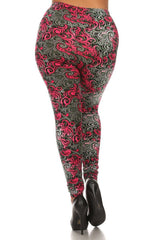 Niobe Clothing Rose Swirls Design Plus Size Leggings - leggings