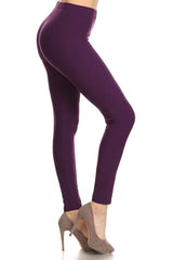 Solid High Waist Soft Lined Leggings leggings- Niobe Clothing