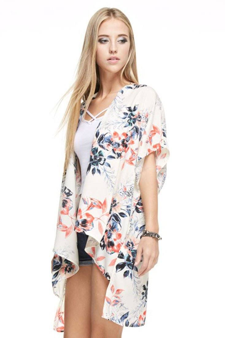 Niobe Clothing Botanical Patterned Kimono Cardigan Cover Up - f_outerwear