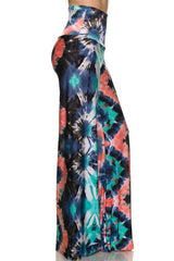 Niobe Clothing High Waist Fold Over Wide Leg Palazzo Pants (Oceanic Coral) - pants