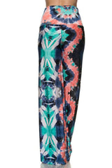 Niobe Clothing High Waist Fold Over Wide Leg Palazzo Pants (Oceanic Coral) - pants
