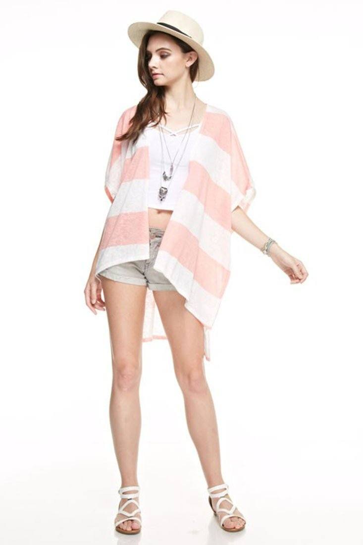 Niobe Clothing Striped Kimono Cardigan Cover Up - Cardigans f_outerwear