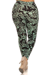 Niobe Clothing Mint Baroque Me Design Plus Size Leggings - leggings