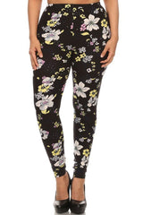 Niobe Clothing Floral Pastel Daisies Design Plus Size Leggings - leggings