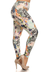 Niobe Clothing Watercolor Strokes Design Plus Size Leggings - leggings