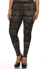 Distressed Chalk Design Plus Size Leggings leggings- Niobe Clothing