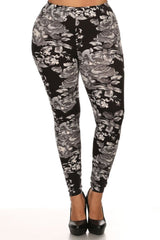 Niobe Clothing White Rose Design Plus Size Leggings - leggings