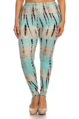 Niobe Clothing Mint Tie Dye Design Plus Size Leggings - leggings