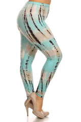 Niobe Clothing Mint Tie Dye Design Plus Size Leggings - leggings