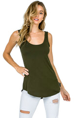 Emma's Closet High Low Asymmetric Side Hem Scoop Neck Tank Top - Tops