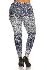 Niobe Clothing Botanical Timepiece Design Plus Size Leggings - leggings